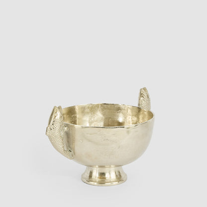 Fish Footed Metal Bowl Large Pewter