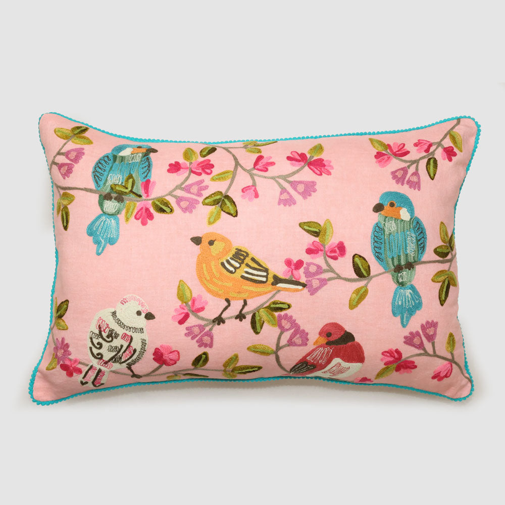 Wildflight 40 x 60cms Embroidered Cushion Light Pink