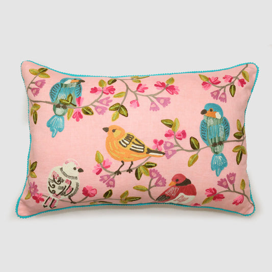 Wildflight 40 x 60cms Embroidered Cushion Light Pink