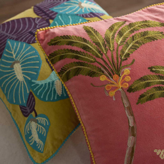 Peace Lily 50 x 50cm Embroidered Cushion Yellow