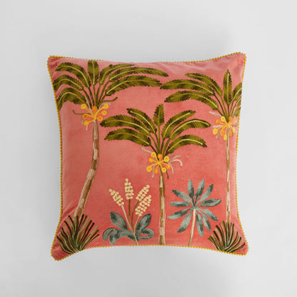 Plam Trees 50 x 50cm Embroidered Cushion Orange