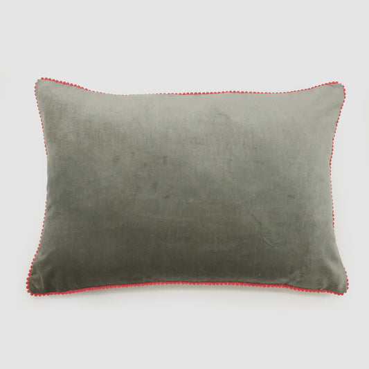 Bloom 40 x 60cm Velvet Cushion Grey