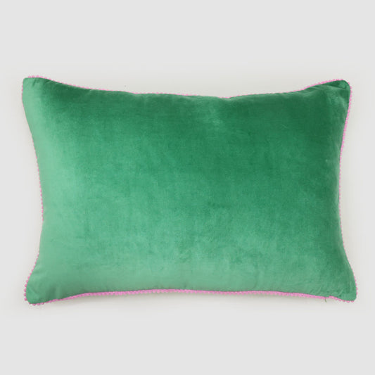Bloom 40 x 60cm Velvet Cushion Green