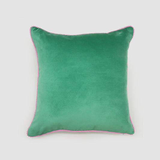 Bloom 50 x 50cm Velvet Cushion Green