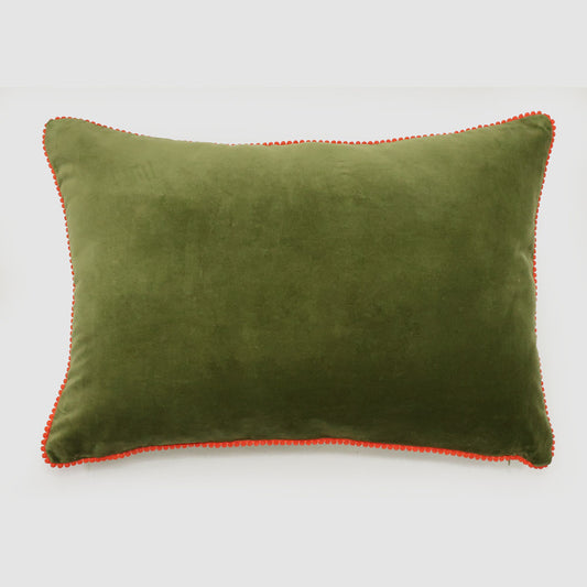 Bloom 40 x 60cm Velvet Cushion Dark Green