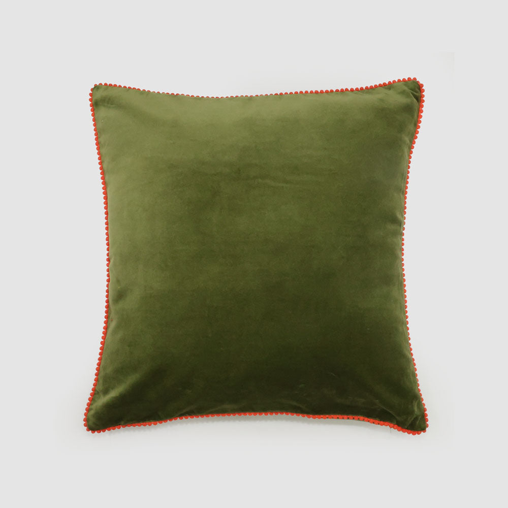 Bloom 50 x 50cm Velvet Cushion Dark Green
