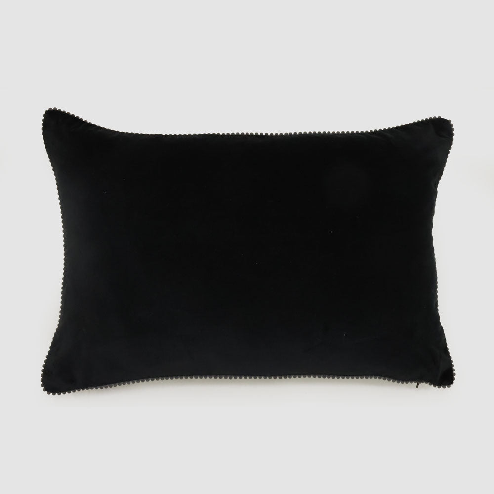 Bloom 40 x 60cm Velvet Cushion Black