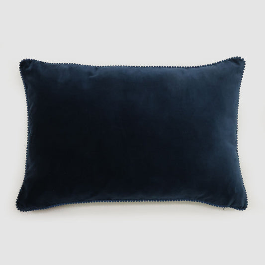 Bloom 40 x 60cm Velvet Cushion Navy