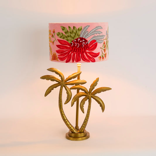 Double Palm Table Lamp Base only Antique Gold
