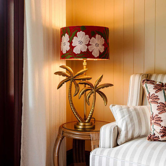 Double Palm Table Lamp Base only Antique Gold