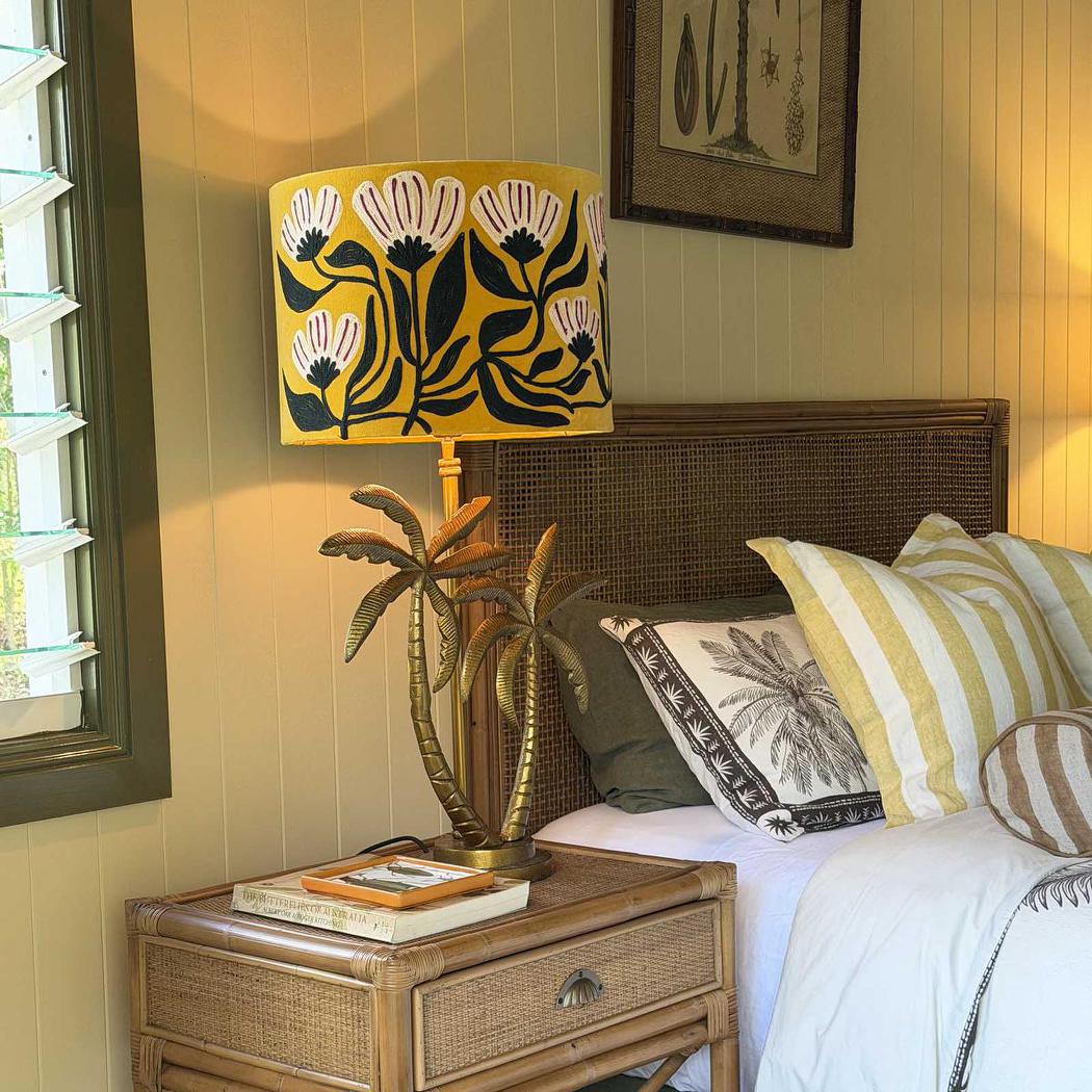 Double Palm Table Lamp Base only Antique Gold