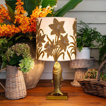 Fish Table Lamp Base only Antique Gold