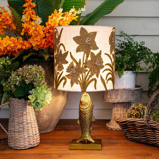Fish Table Lamp Base only Antique Gold