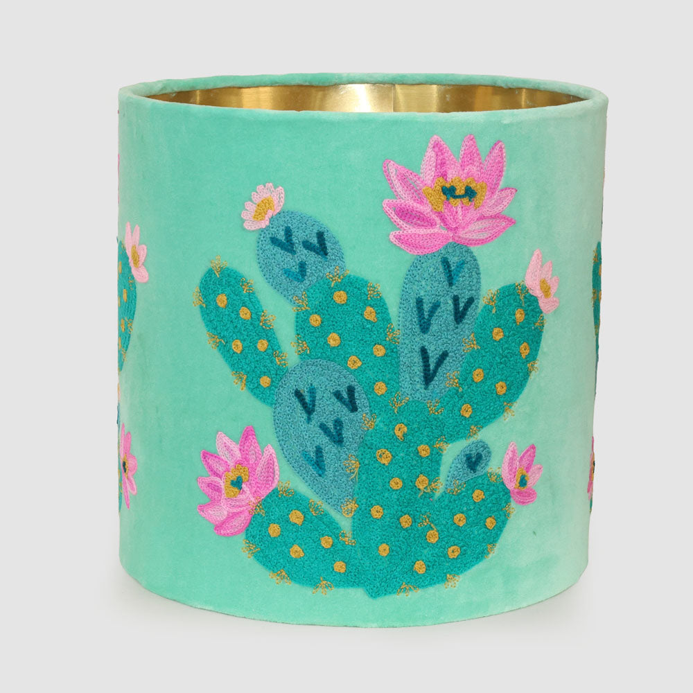 Prickly Pear Cactus 30cm Drum Shade Teal