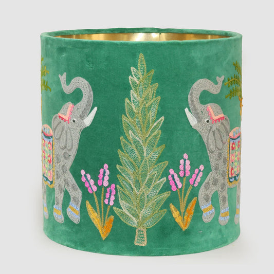 Elephants 30cm Drum Shade Green