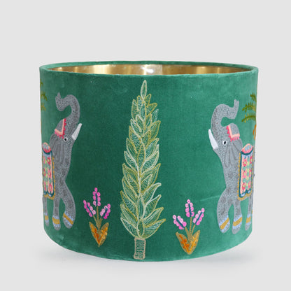 Elephants 40cm Drum Shade Green