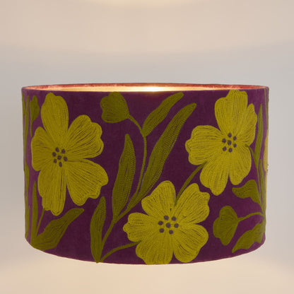 Poppy Velvet Drum Shade Purple Multi