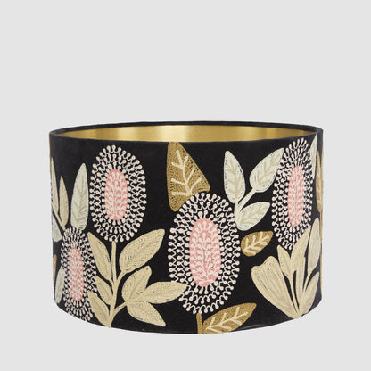Velvet Drum Shade - Banksia - Black Multi Large