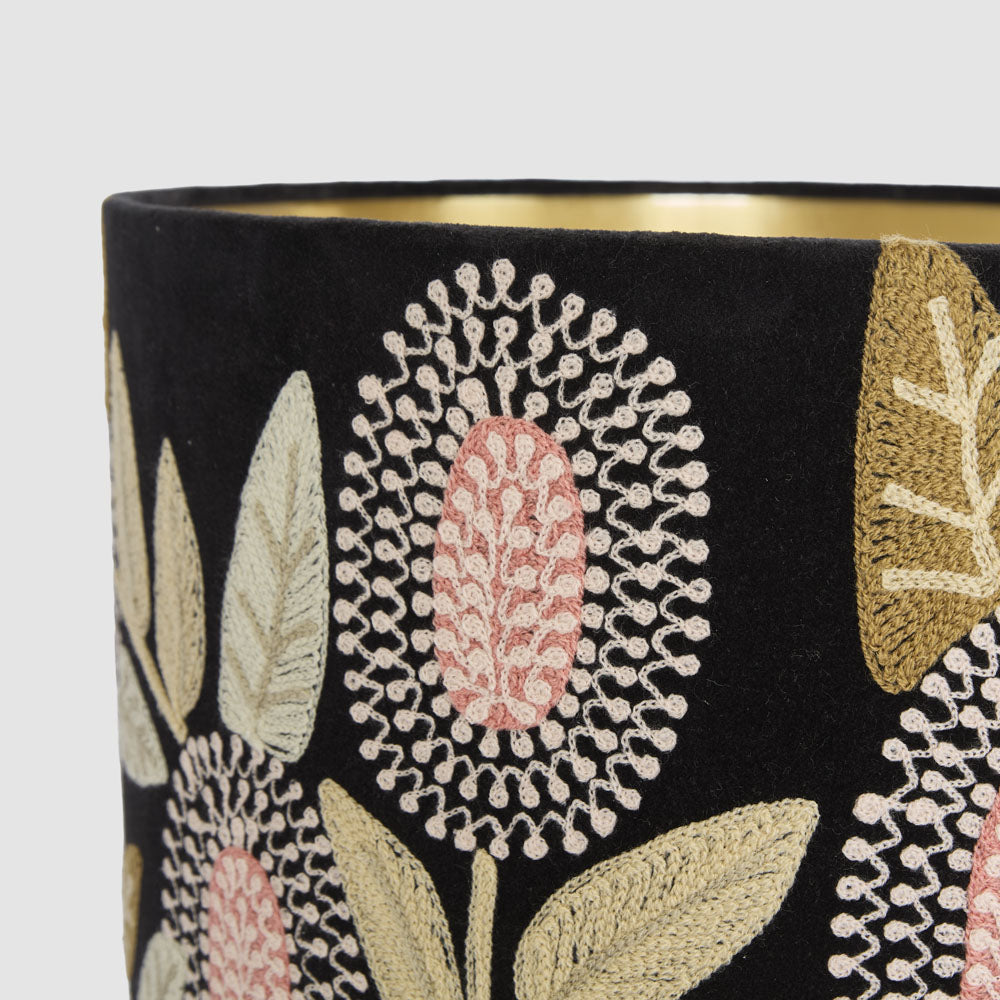 Velvet Drum Shade - Banksia - Black Multi Large