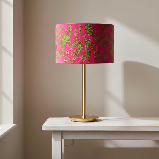 Jungle Bird Drum Shade 40x25cm Pink & Green