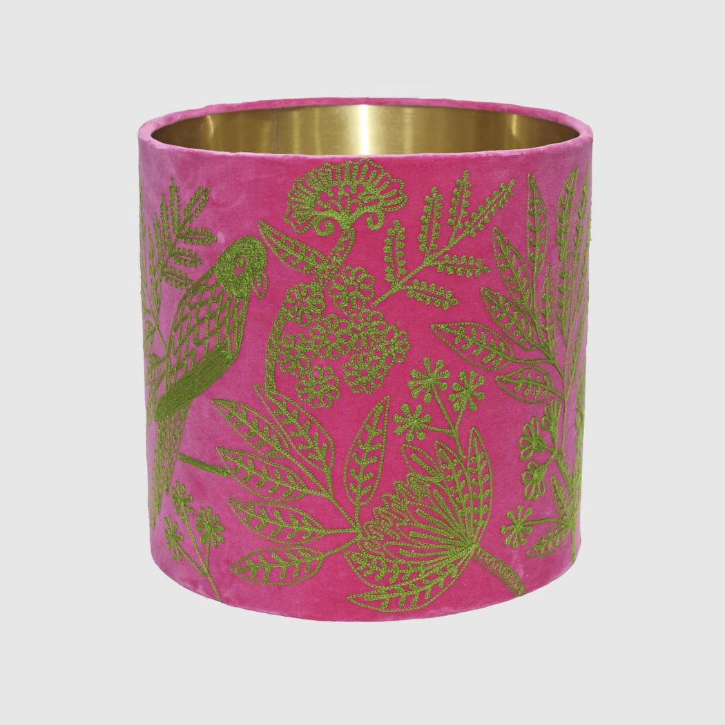 Jungle Bird Drum Shade 30x30cm Pink & Green