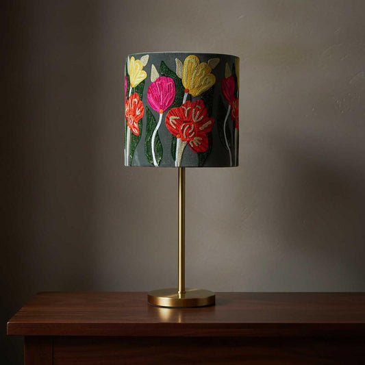 Lotus Flower Drum Shade 30x30cm Grey