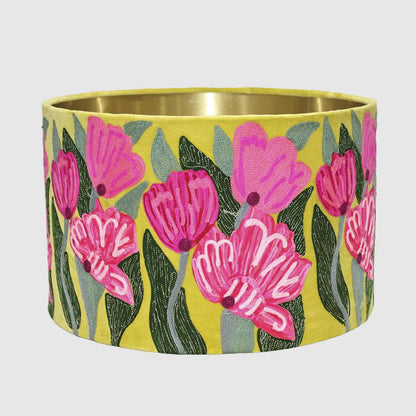 Lotus Flower Drum Shade 40x25cm Yellow