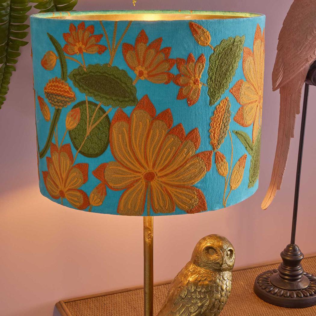 Sunflower Drum Shade 40x25cm Aqua
