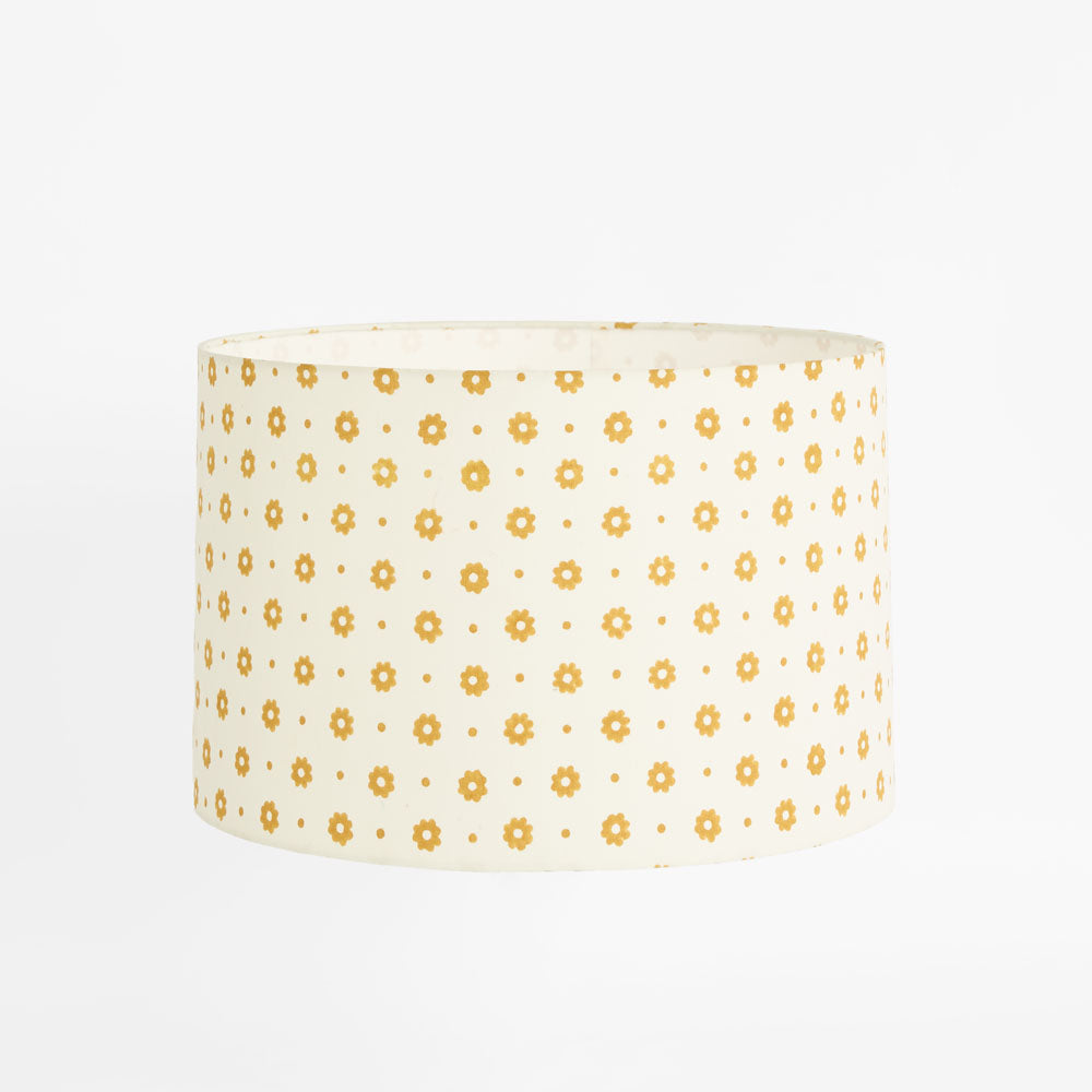 Cottage Bloom Block Print Drum Shade Mustard