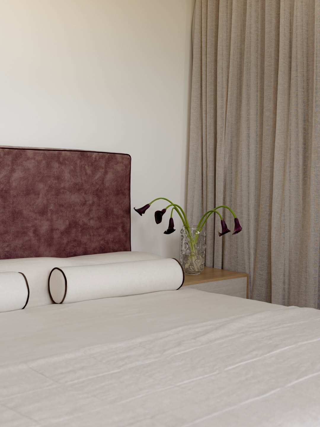 They Creative - Avoca Bolster Cushion Ivory with Chocolate Piping