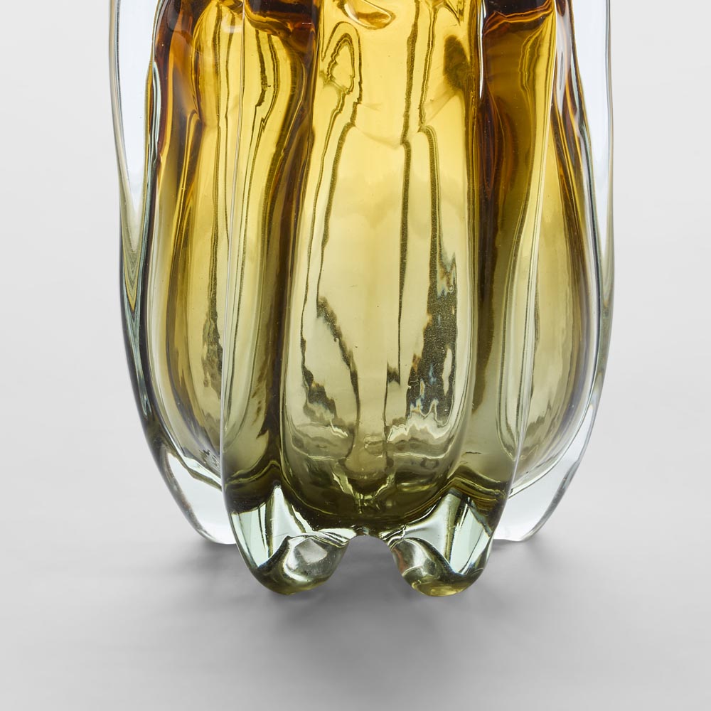 Solenne Handblown Glass Vase Amber & Green Ombre