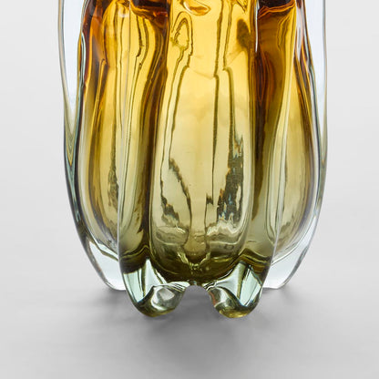 Solenne Handblown Glass Vase Amber & Green Ombre