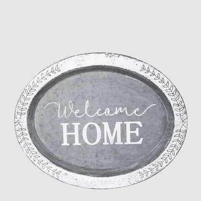 Country Zinc Welcome Home Oval Tray