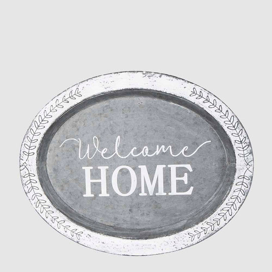 Country Zinc Welcome Home Oval Tray