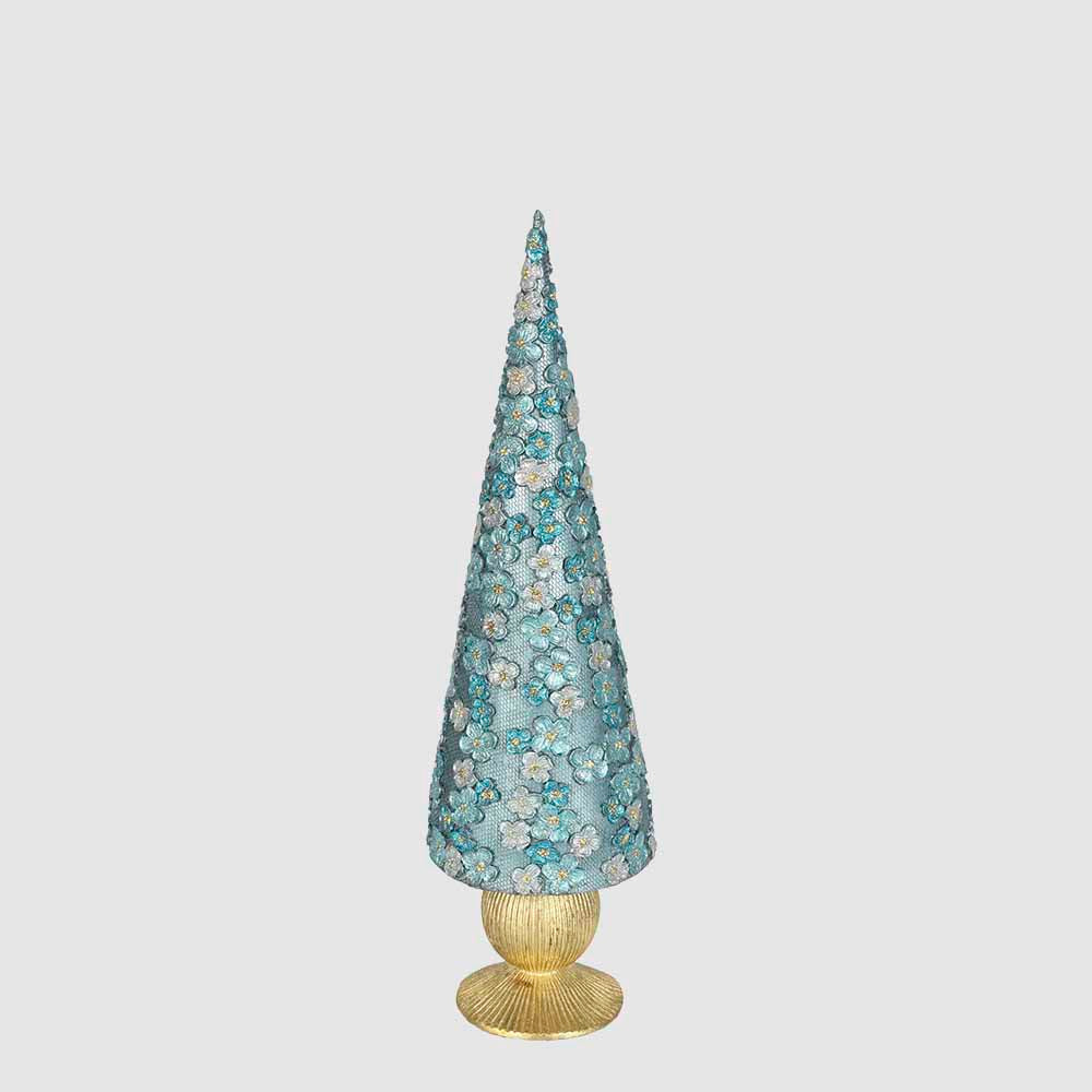 Florana Blue Floral Cone Tree Large