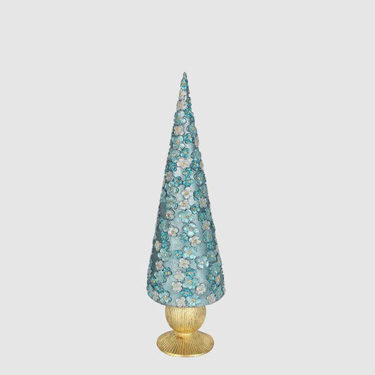 Florana Blue Floral Cone Tree Large