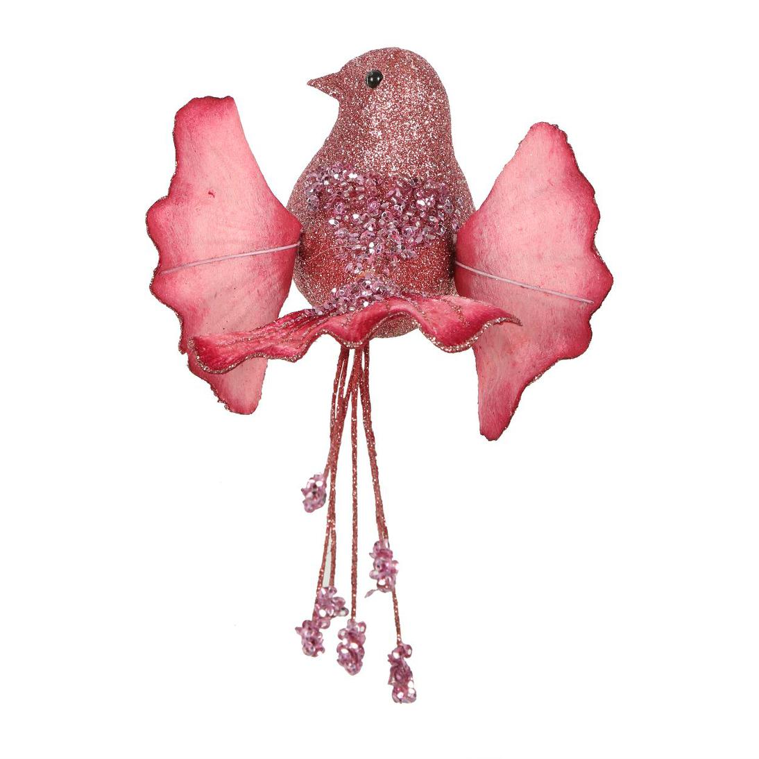 Ginko Glitter Clip on Bird Pink