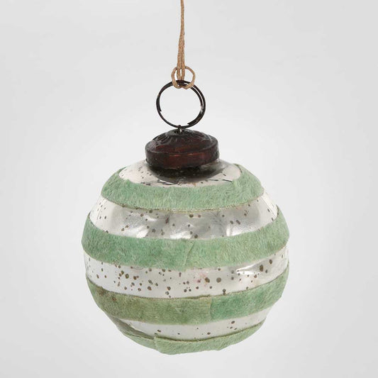 Velvet Stripe Bauble Green