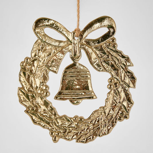 Mini Bell Wreath Ornament Gold LGE