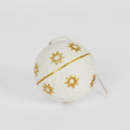 Mache Hanging Ball Ornament White (Set of 4)