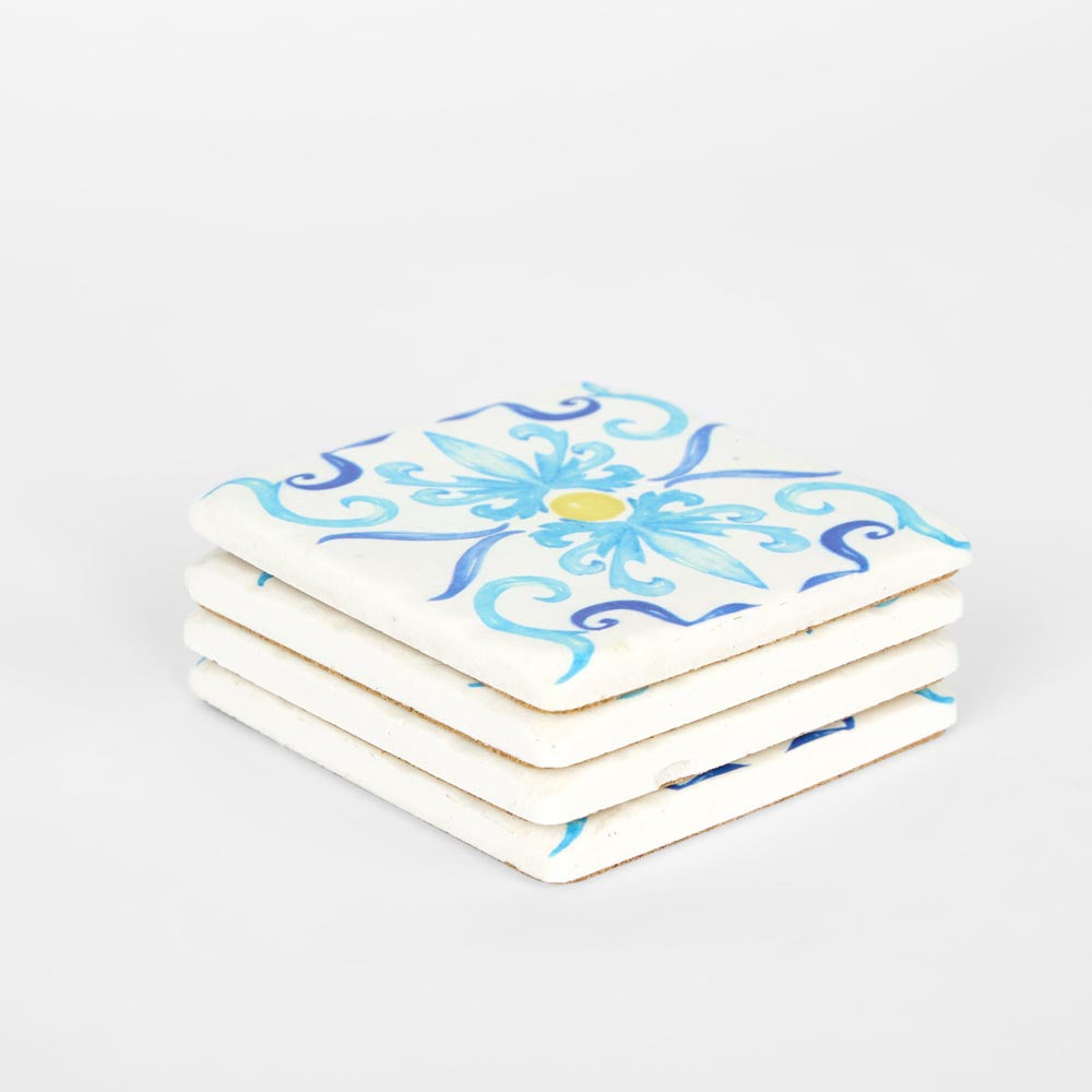 La Dolce Vita Pattern Coasters Blue - Set of 4