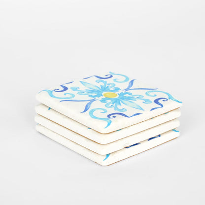 La Dolce Vita Pattern Coasters Blue - Set of 4
