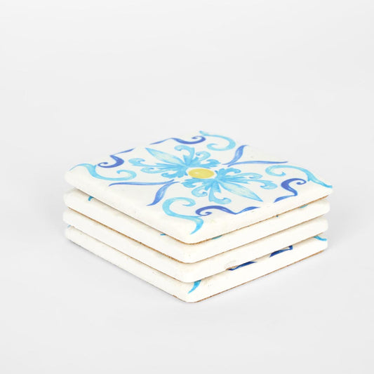 La Dolce Vita Pattern Coasters Blue - Set of 4
