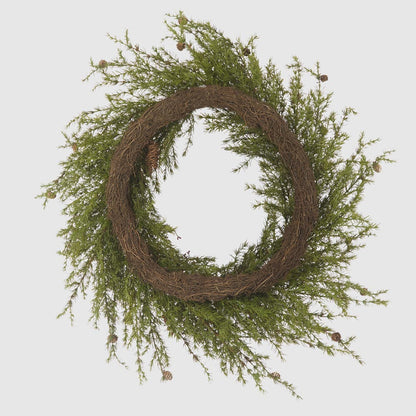 Pine Needle & Red Berry Wreath 90cm