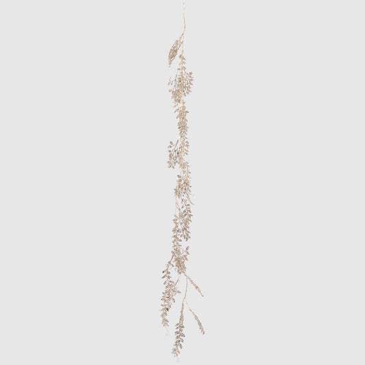 Glitter Leaf and Crystal Berry Garland Gold