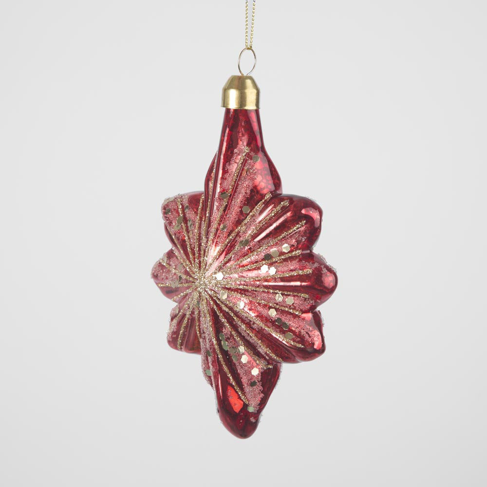 Majestic Scarlet Star Tree Decoration Red