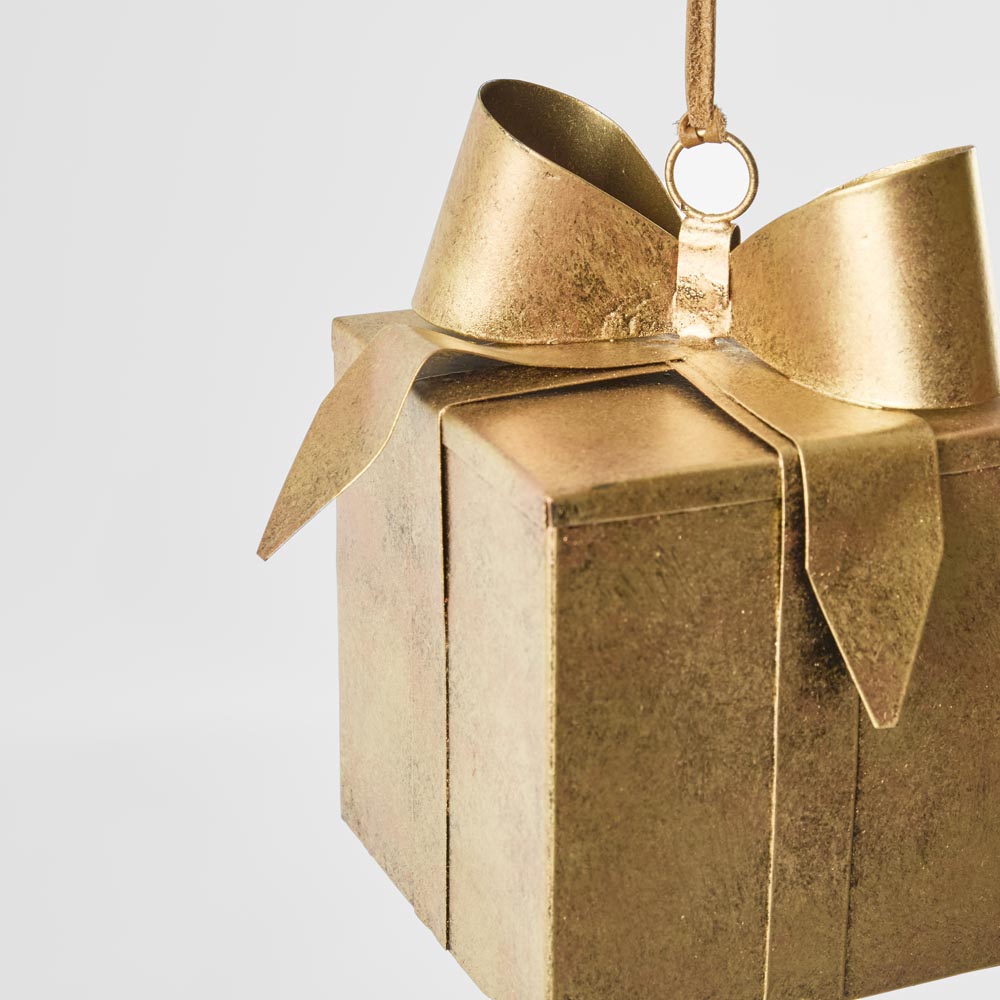 Brass Present Tree Decoration