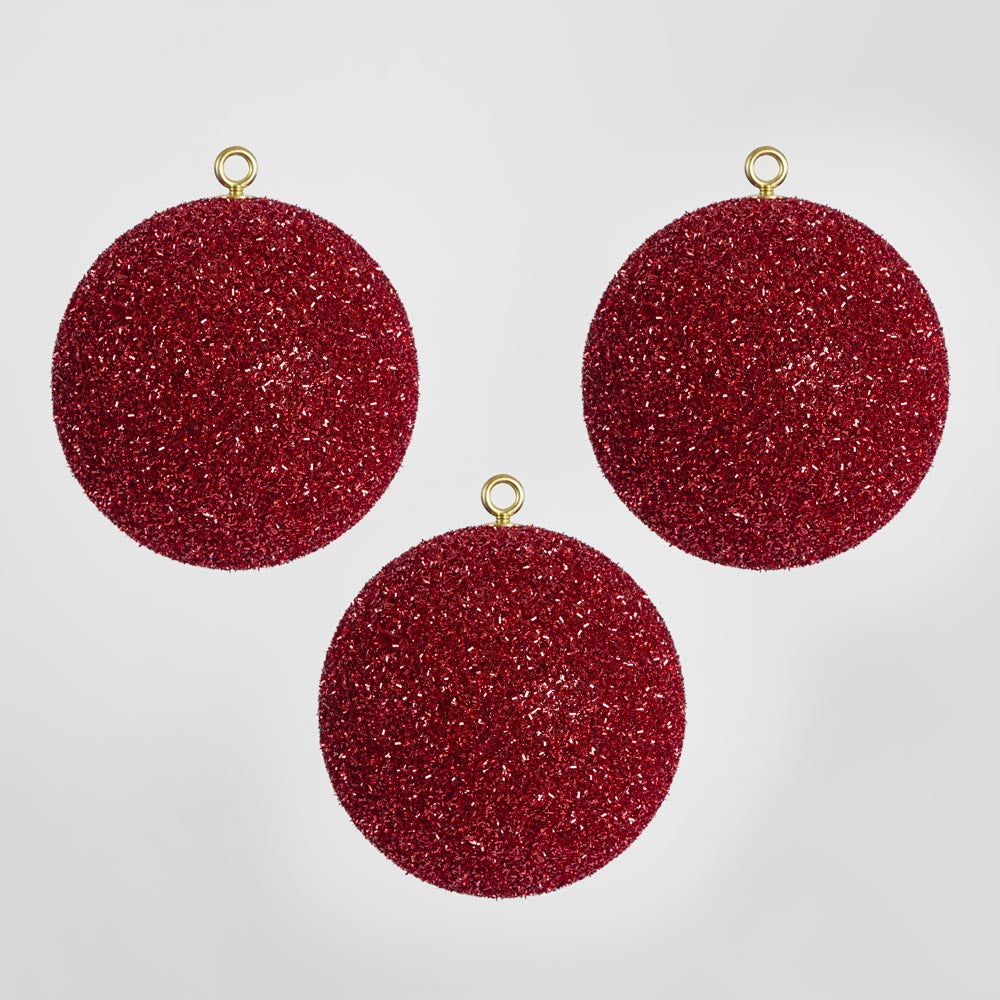 Tinsel Bauble Red - Set of 3