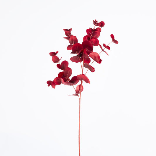 Luxe Velvet Eucalyptus Spray Red