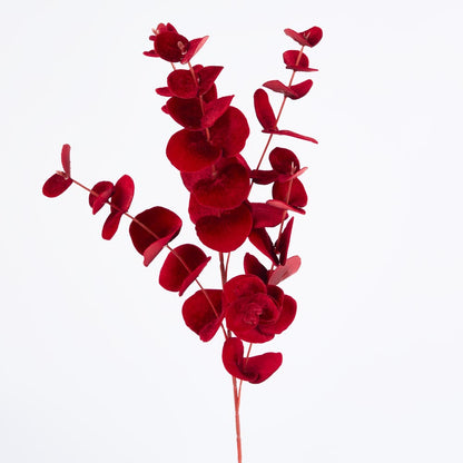 Luxe Velvet Eucalyptus Spray Red